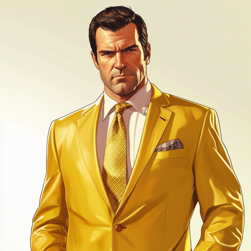 Различные вариации портретов в стиле GTA с характерными элементами игры