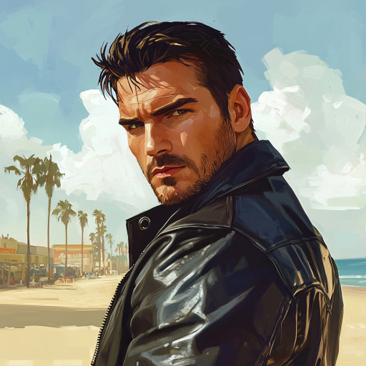 Сравнение различных стилей GTA от Vice City до GTA V на одном портрете