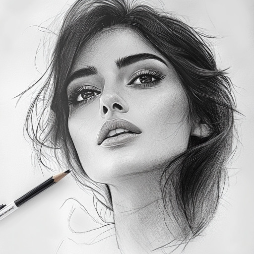 Детальная проработка женского портрета карандашом с особым вниманием к глазам, волосам и мягким линиям лица