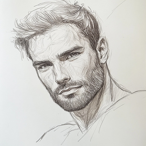 Варианты портретов карандашом мужчин разных возрастов в различных художественных стилях