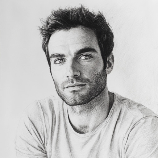 Пример портрета карандашом мужчины средних лет с выразительными чертами лица и профессиональной проработкой деталей