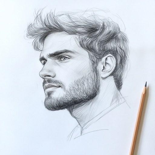 Крупный план мужского портрета карандашом с детальной проработкой глаз и выражения лица