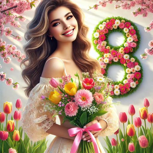 Открытка по фото к 8 марта