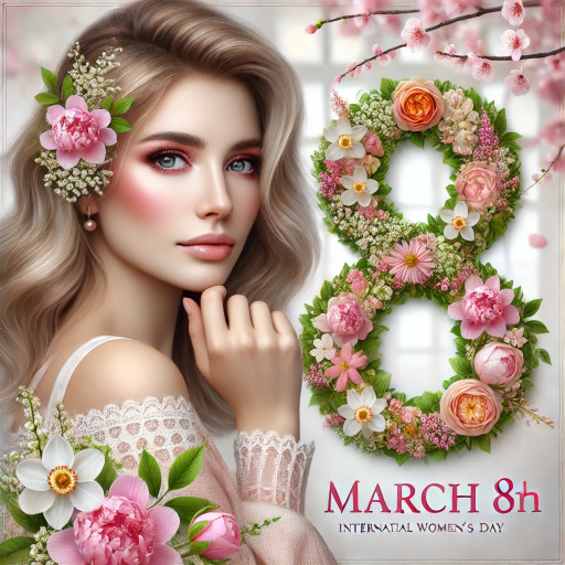 Открытка по фото к 8 марта