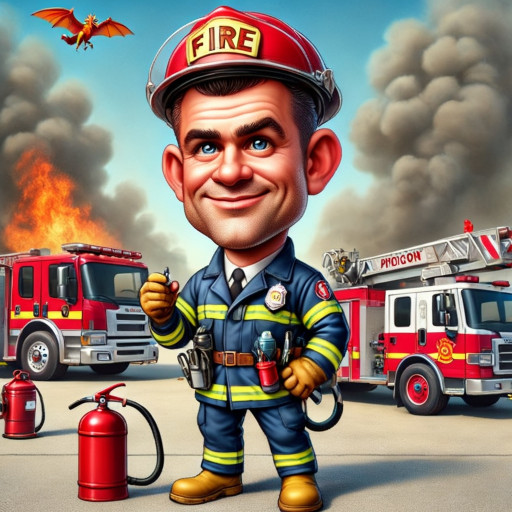 художественный портрет пожарного-героя в действии