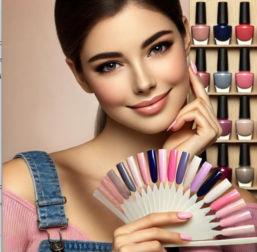 шарж маникюрщицы с кистями и лаками в руках