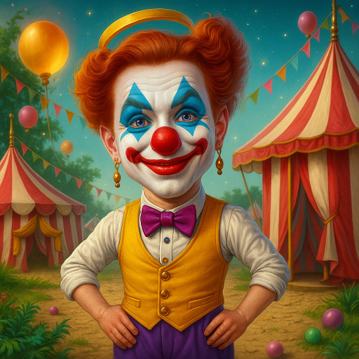 мужчина в образе циркового силача с гантелями в винтажном стиле