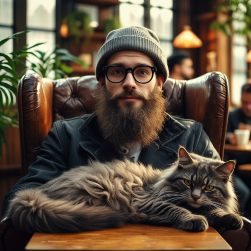 Портрет владельца с собакой в стиле ИИ-шаржа