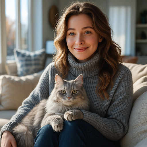 Женщина с собакой, портрет созданный искусственным интеллектом