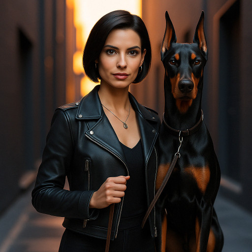 Женщина с собакой, портрет созданный искусственным интеллектом