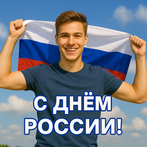ИИ шарж ко Дню России с российской символикой