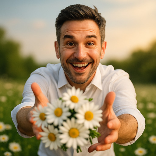 шарж семейной пары созданный ИИ ко дню любви и верности