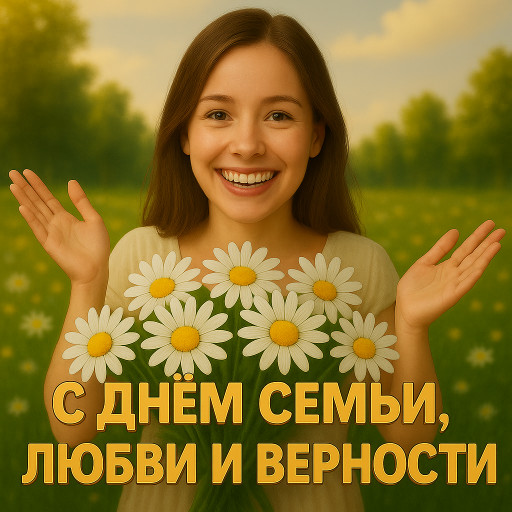 шарж семейной пары созданный ИИ ко дню любви и верности