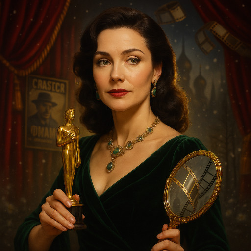 коллаж ИИ портретов в стиле разных эпох российского кино