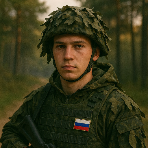 ИИ-шарж военного в героической форме созданный по фотографии