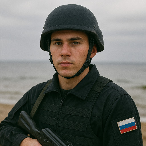 ИИ-шарж военного в героической форме созданный по фотографии