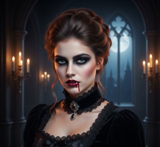 ИИ-портрет в стиле Хэллоуин с вампирским образом
