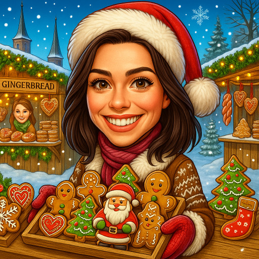 Печать новогодних шаржей на холсте, кружках и футболках