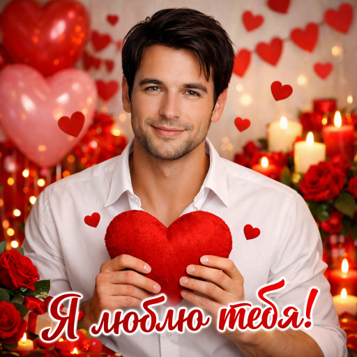 романтический ИИ-портрет пары на День Святого Валентина