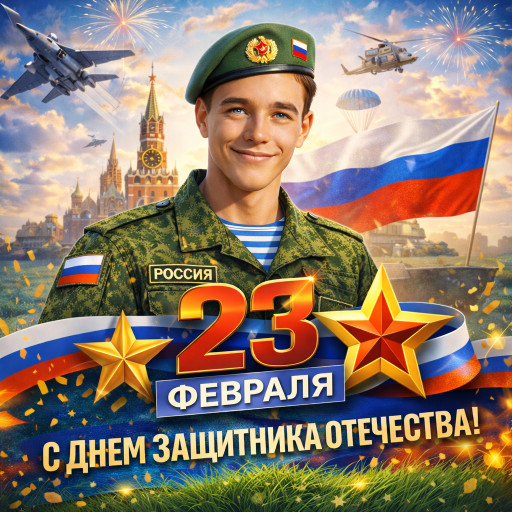 подарок мужчине на 23 февраля ИИ портрет защитника отечества