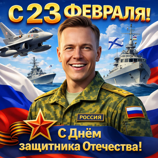 подарок мужчине на 23 февраля ИИ портрет защитника отечества