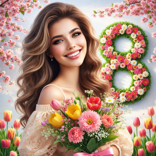 Открытка по фото к 8 марта