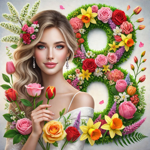 Открытка по фото к 8 марта