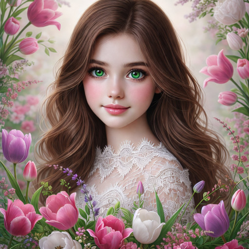 Маленькая девочка радуется, получив ИИ-портрет на 8 марта