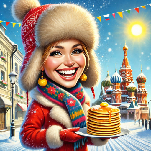 Семейный портрет в стиле масленичных гуляний с традиционными костюмами