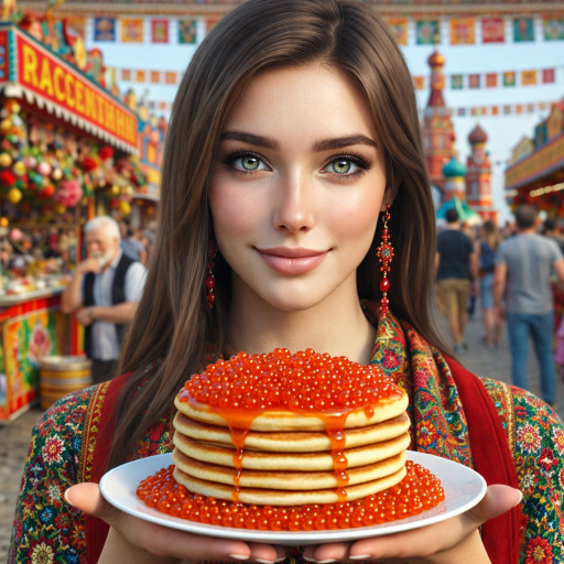 Семейный портрет в стиле масленичных гуляний с традиционными костюмами