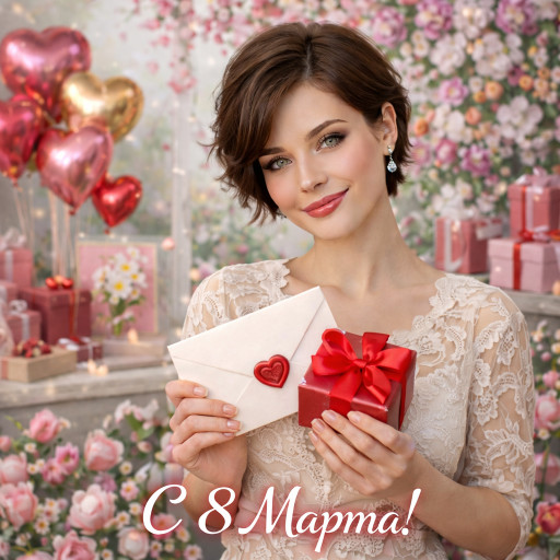 Открытка по фото к 8 марта