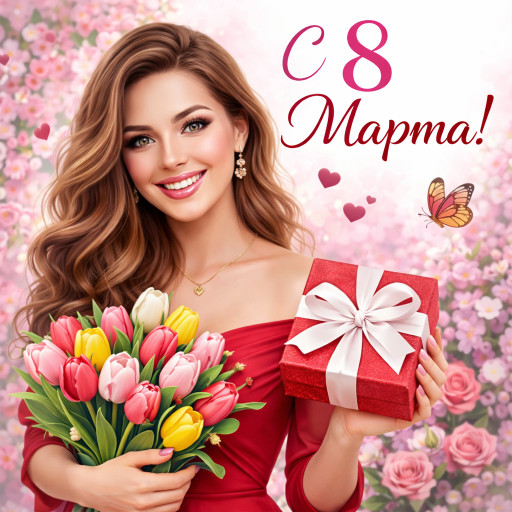 Открытка по фото к 8 марта