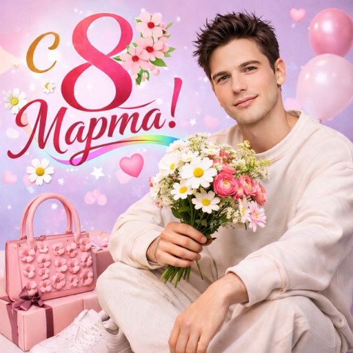 романтический портрет мужчины с букетом роз