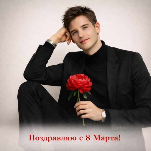 шарж мужчина с цветами ИИ-портрет по фото