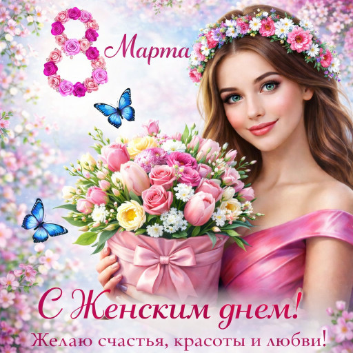 Открытка по фото к 8 марта