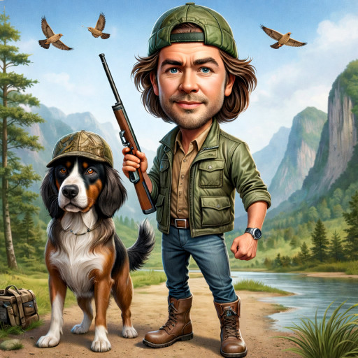 Шарж на охотников и рыбаков