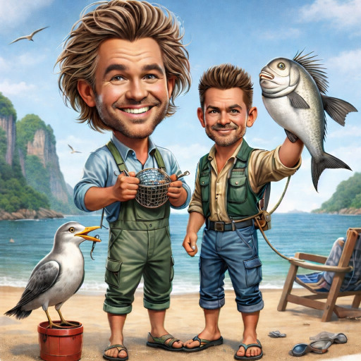 Шарж на охотников и рыбаков