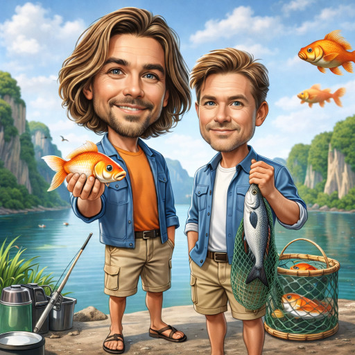 Шарж на охотников и рыбаков