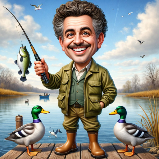 Шарж на охотников и рыбаков