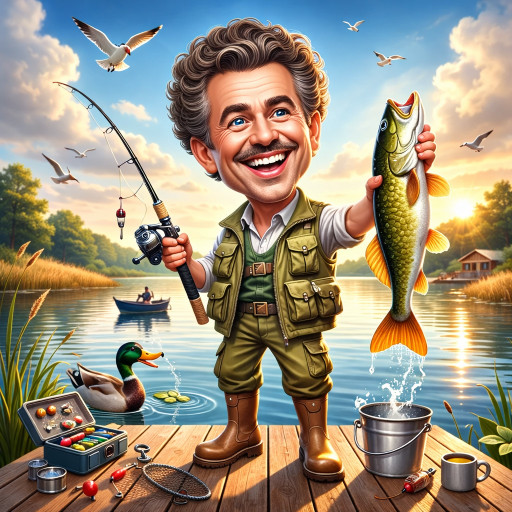 Шарж на охотников и рыбаков