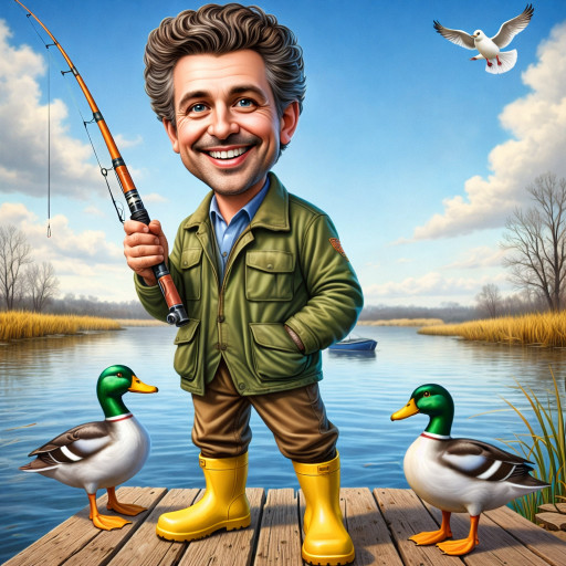 Шарж на охотников и рыбаков