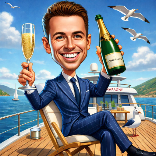 Групповой шарж охотников в лесу с трофеями и охотничьими собаками