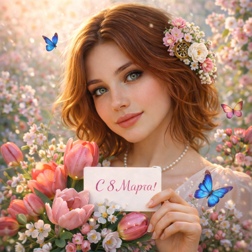 Открытка по фото к 8 марта