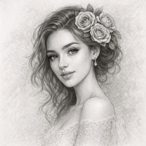 Коллекция женских портретов карандашом в различных стилях: от романтического до классического академического