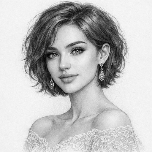 Сравнение фотографии женщины и созданного по ней портрета карандашом, демонстрирующее точность передачи черт и художественное преобразование