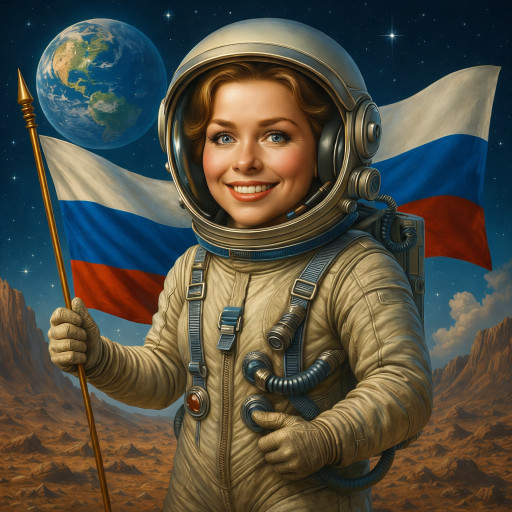 Серия шаржей на тему Дня космонавтики, стилизованные под разные эпохи