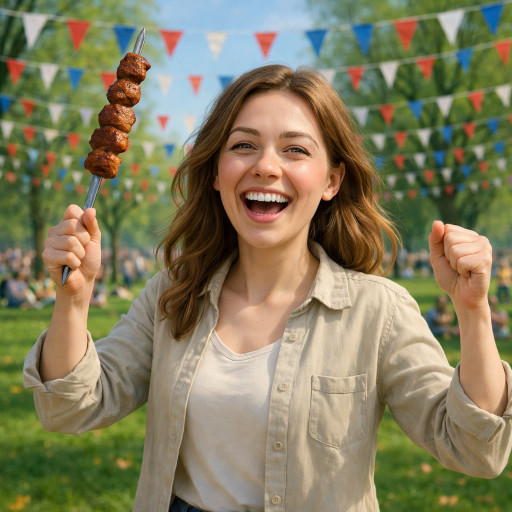 Первомайский портрет в стиле ИИ с цветущими ветвями и символами труда