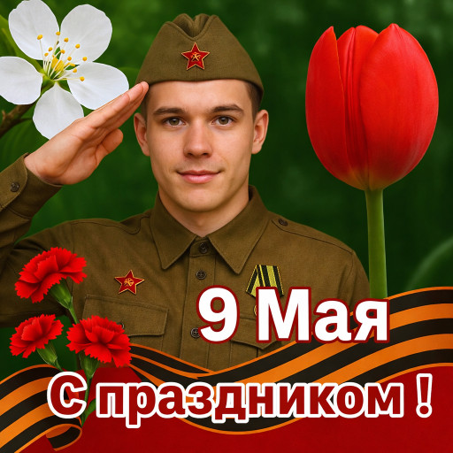 Коллекция ИИ-портретов и поздравительных открыток к 9 мая