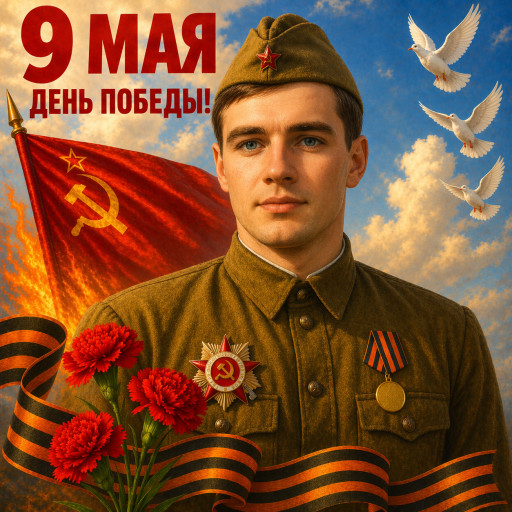 Портрет ветерана Великой Отечественной войны в стиле цифрового искусства