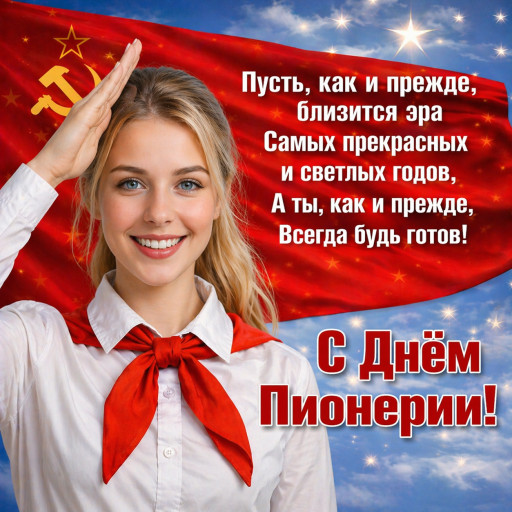 Примеры ИИ-шаржей в стиле советских пионеров с пионерскими атрибутами